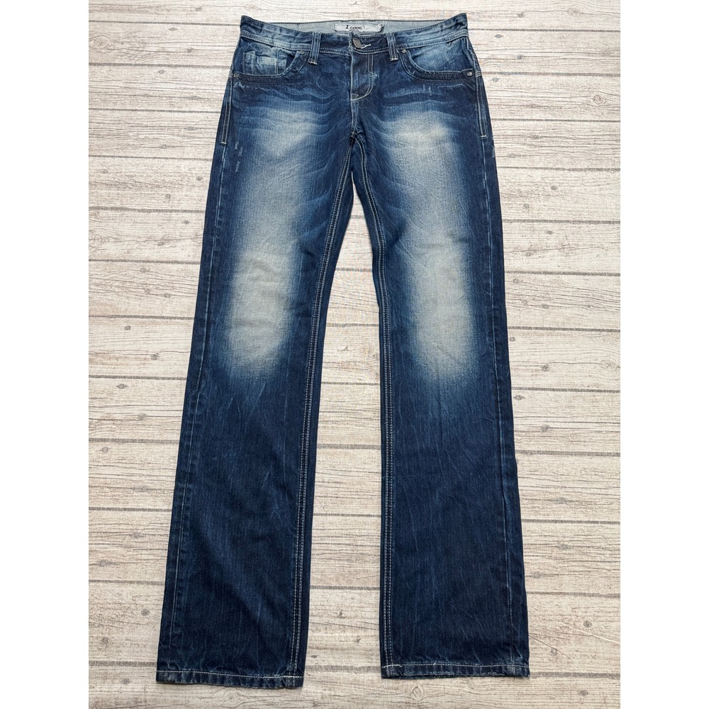 I Code Jeans Men's 32x34 Blue Dark Wash Straight Leg Button Fly Denim Cotton Y2K